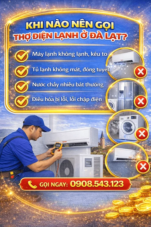 Khi nào nên gọi thợ điện lạnh ở Đà Lạt thay vì tự xử lý?