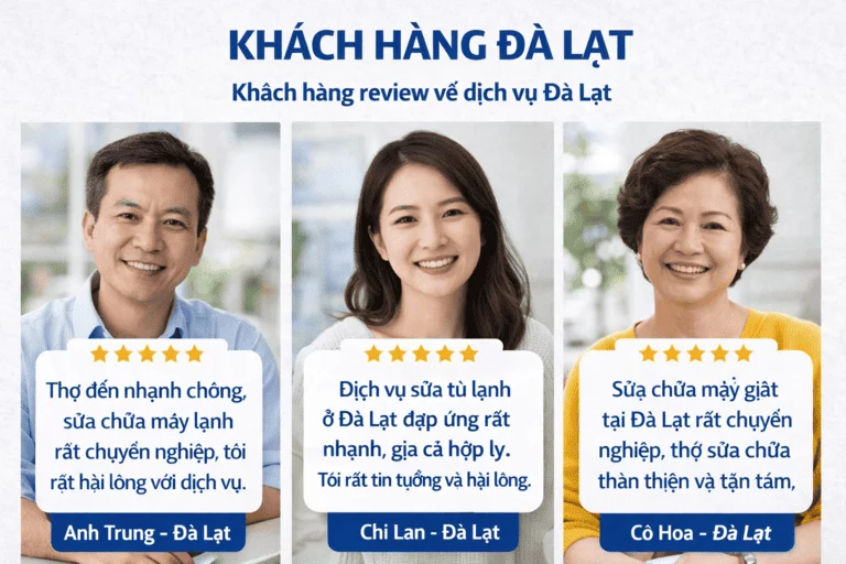 Khách hàng tại Đà Lạt trao đổi sau khi sửa điện lạnh